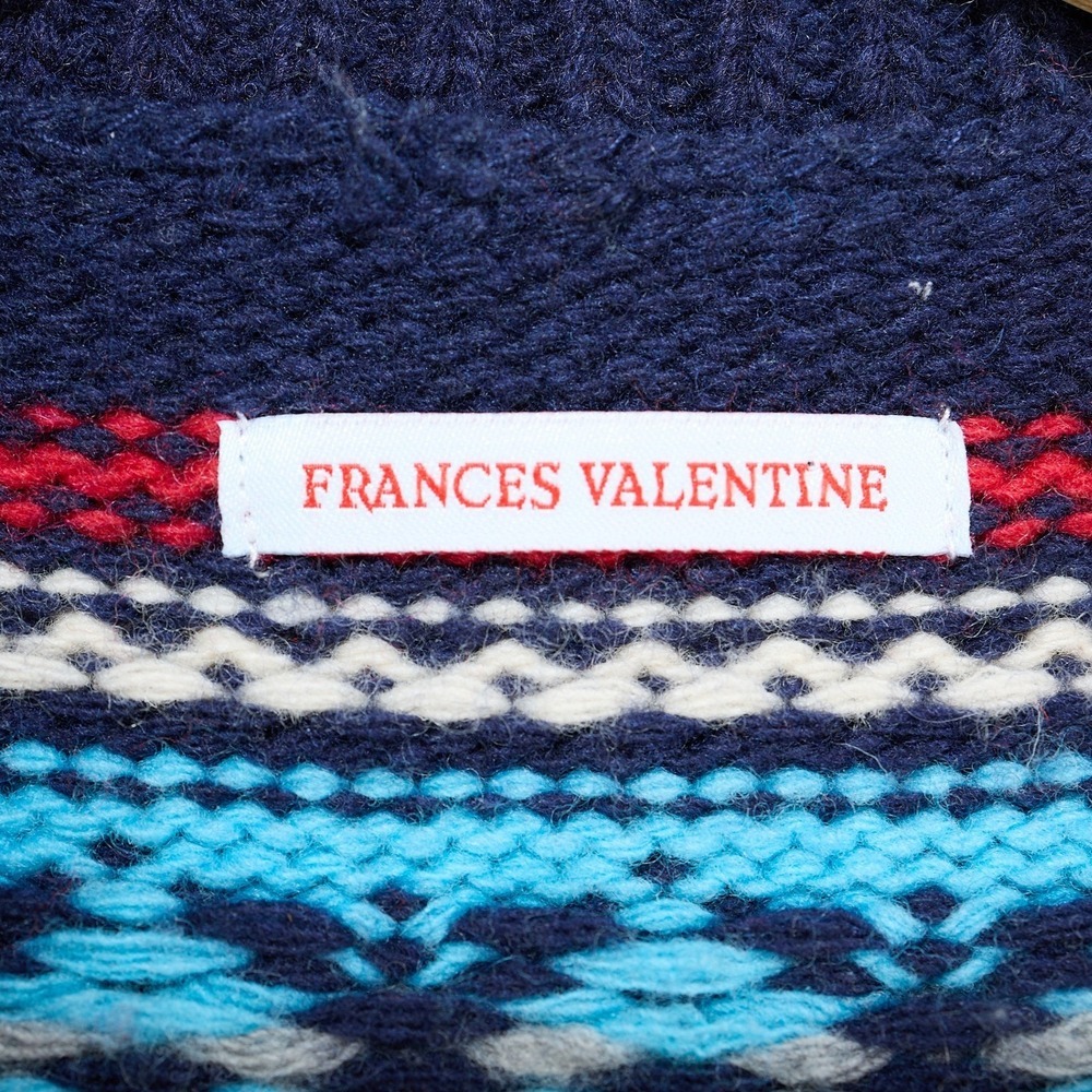 Frances Valentine Navy Blue Fair Isle Lambswool V-Neck Sweater Vest Womens Small - Picture 3 of 9